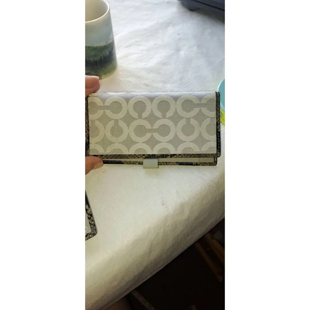 Coach Signature C Python Print Long Wallet / Clutch, Y2K Late 2000's